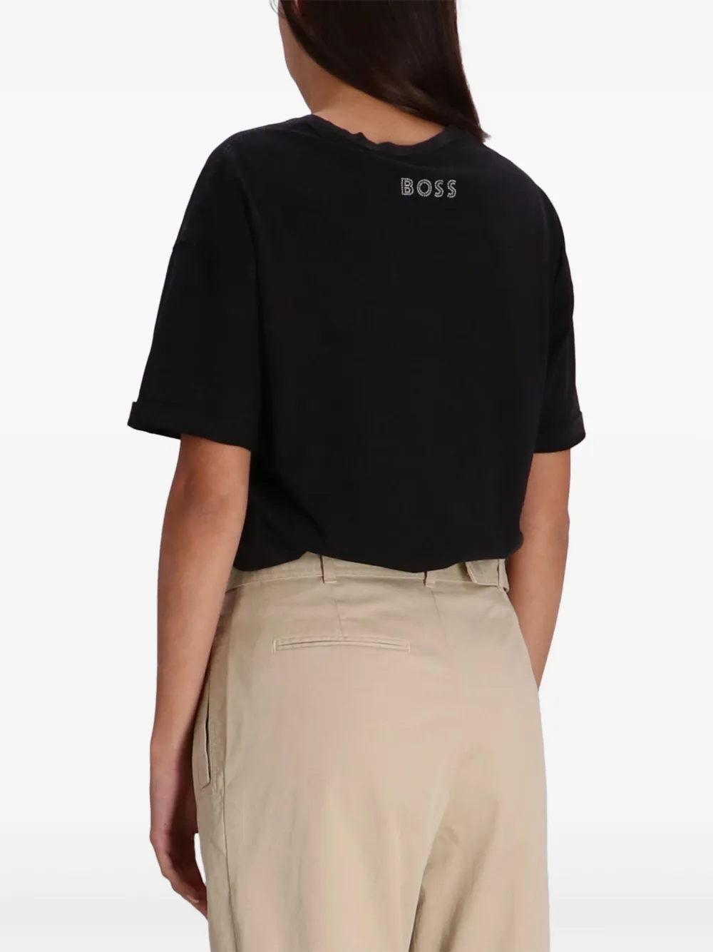 BOSS T-shirt verfraaid met logo Zwart
