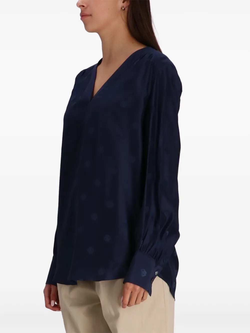 BOSS Blouse van zijdemix Blauw