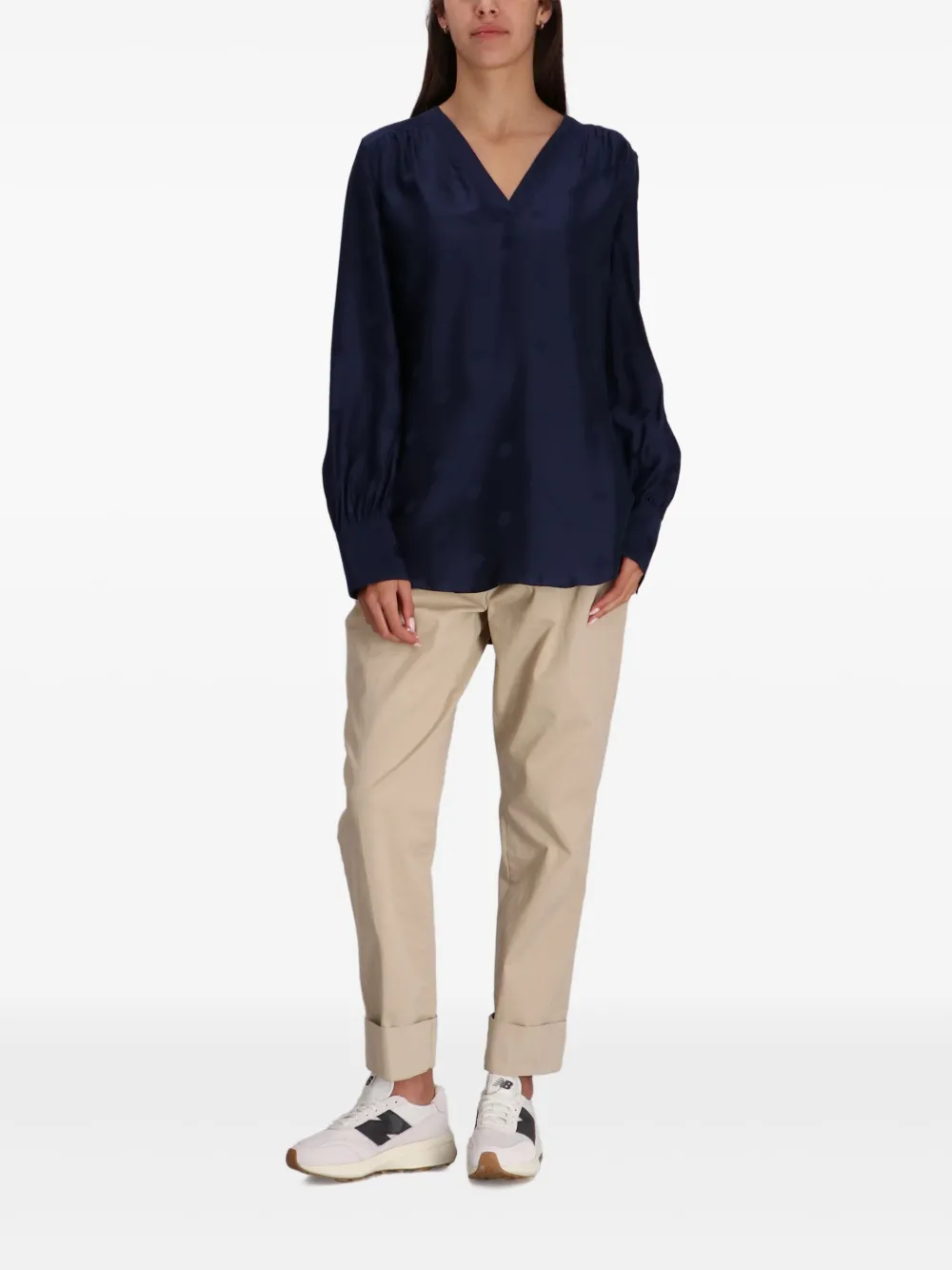 BOSS Blouse van zijdemix Blauw