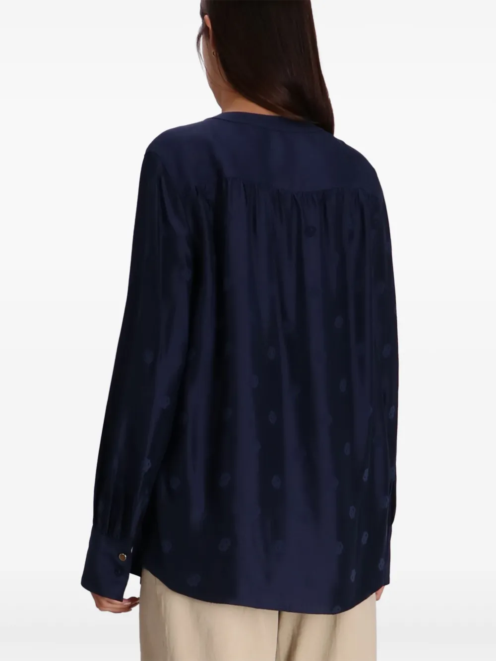 BOSS Blouse van zijdemix Blauw