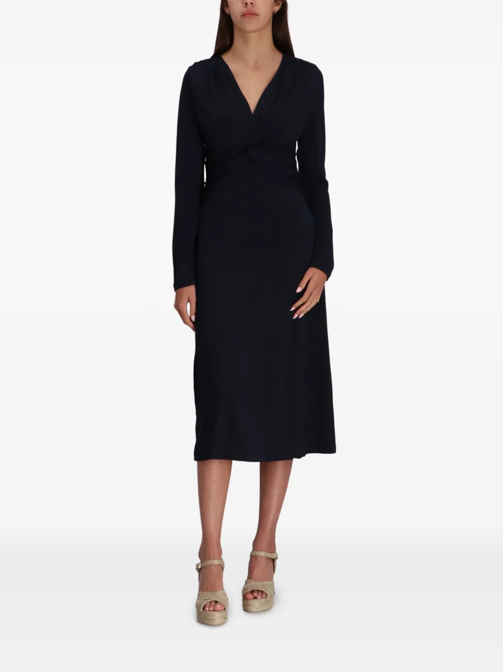 BOSS Midi-jurk met geknoopt detail - Blauw