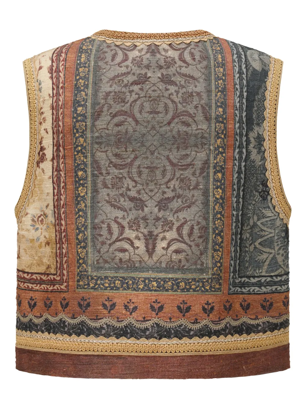  Into The East Quercus Printed Waistcoat - Red 