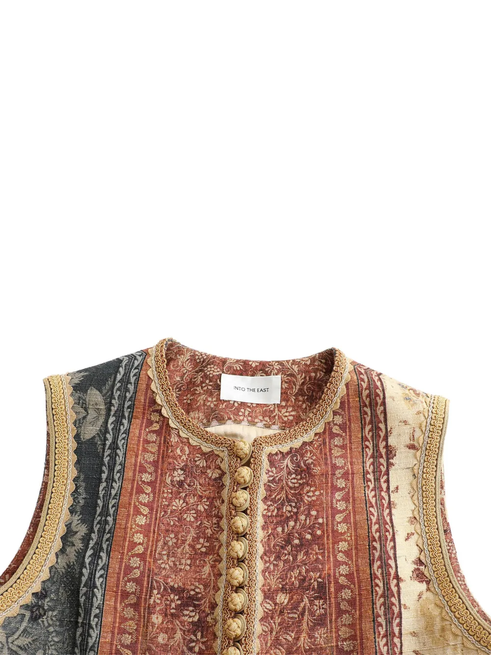 Into The East Quercus Printed Waistcoat - Red 