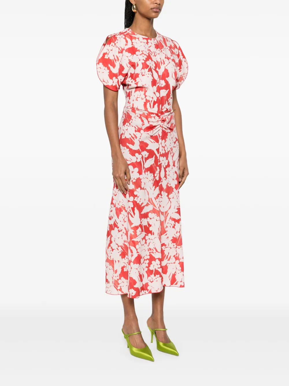 Victoria Beckham Cady midi-jurk met print Rood
