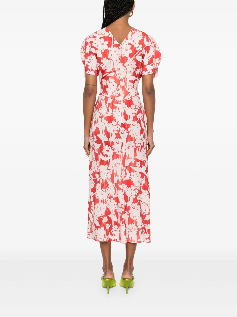 Victoria Beckham Cady midi-jurk met print Rood