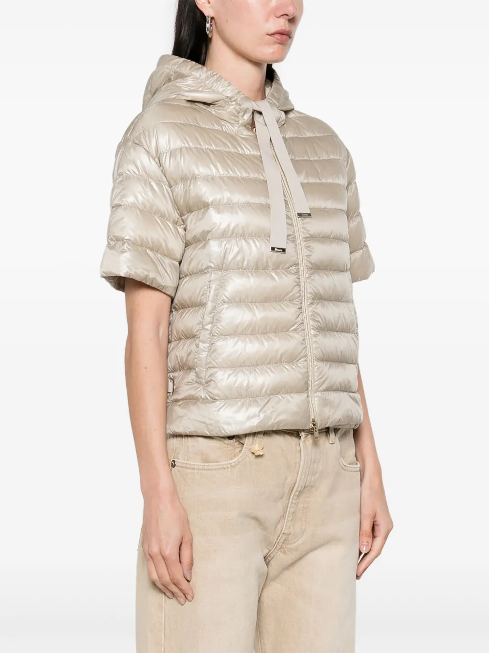 Shop Herno Short-sleeve Puffer Jacket In Neutrals