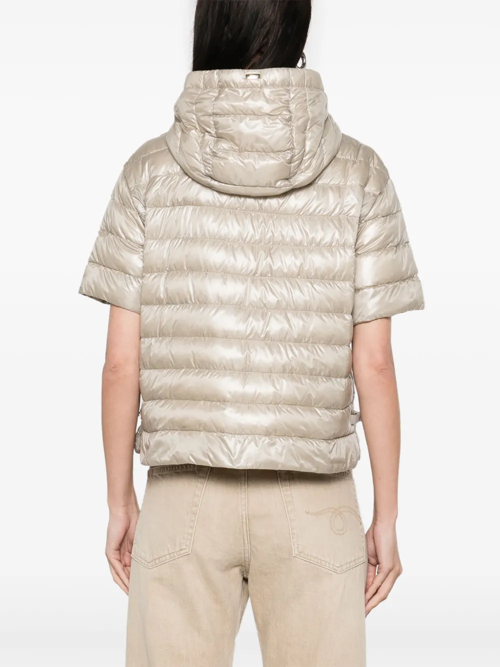 Shop Herno Short-sleeve Puffer Jacket In Neutrals