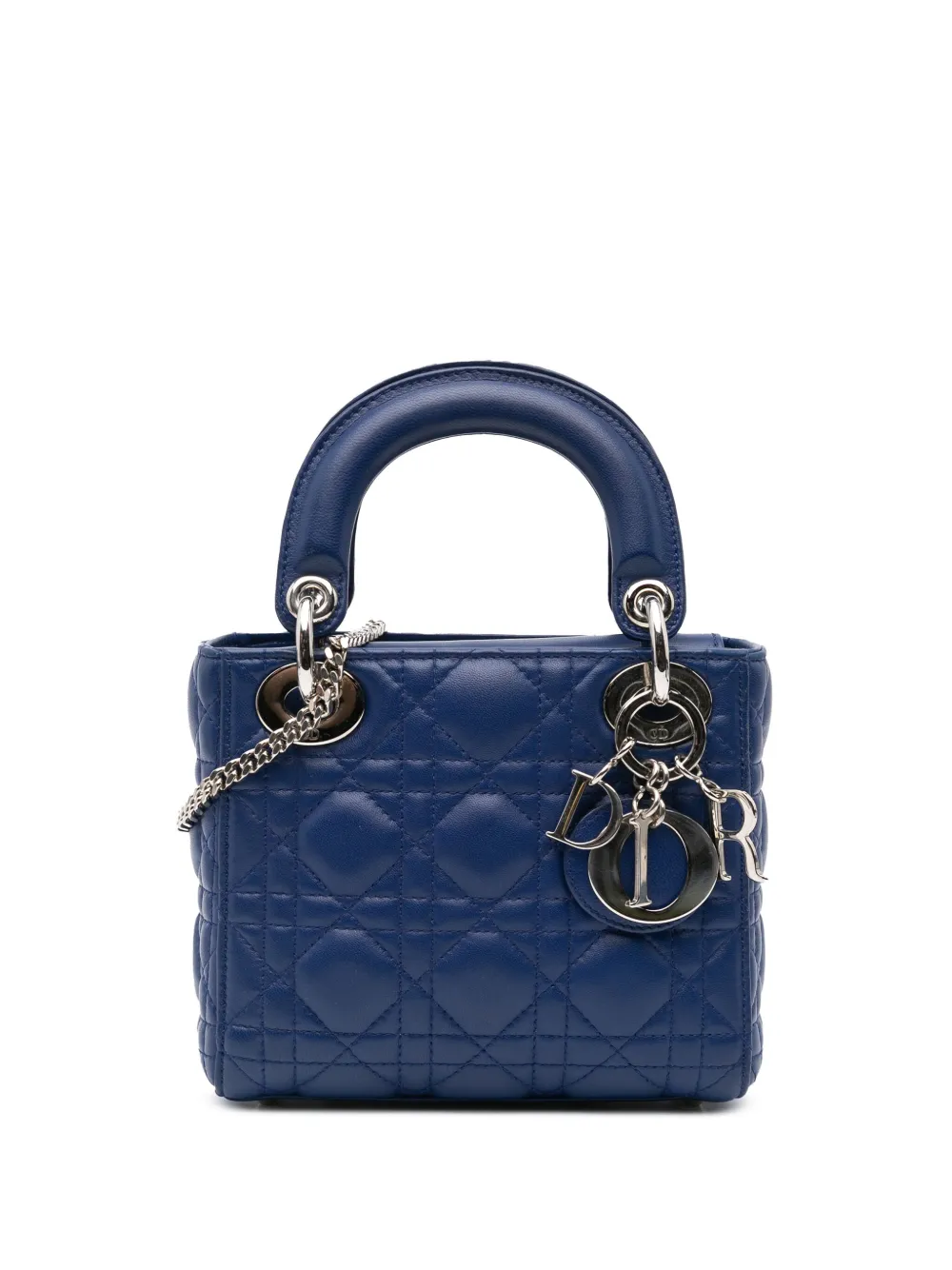 Christian Dior Pre-Owned 2015 ミニ ラムスキン カナージュ レディ ディオール サッチェルバッグ - ブルー Christian Dior Pre-Owned 2015 ミニ ラムスキン カナージュ レディ ディオール サッチェルバッグ - ブルー