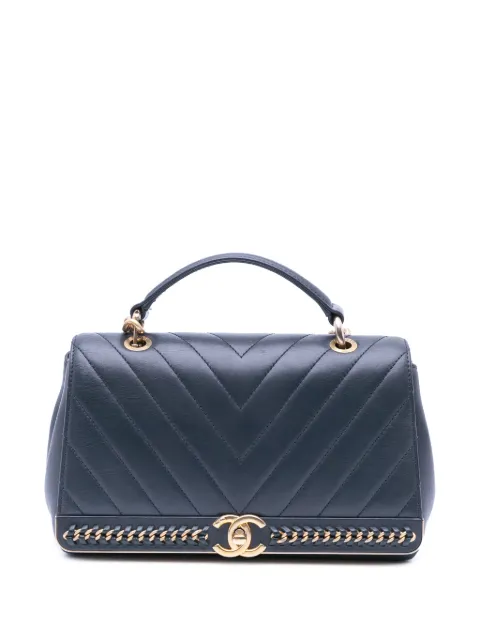 CHANEL Pre-Owned 2017-2018 Chevron Sheepskin Stitched Chain Top Handle Flap satchel