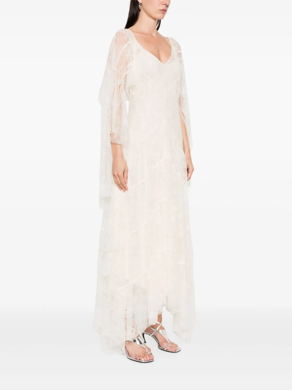 Philosophy Di Lorenzo Serafini Jurk met bloemenkant Beige
