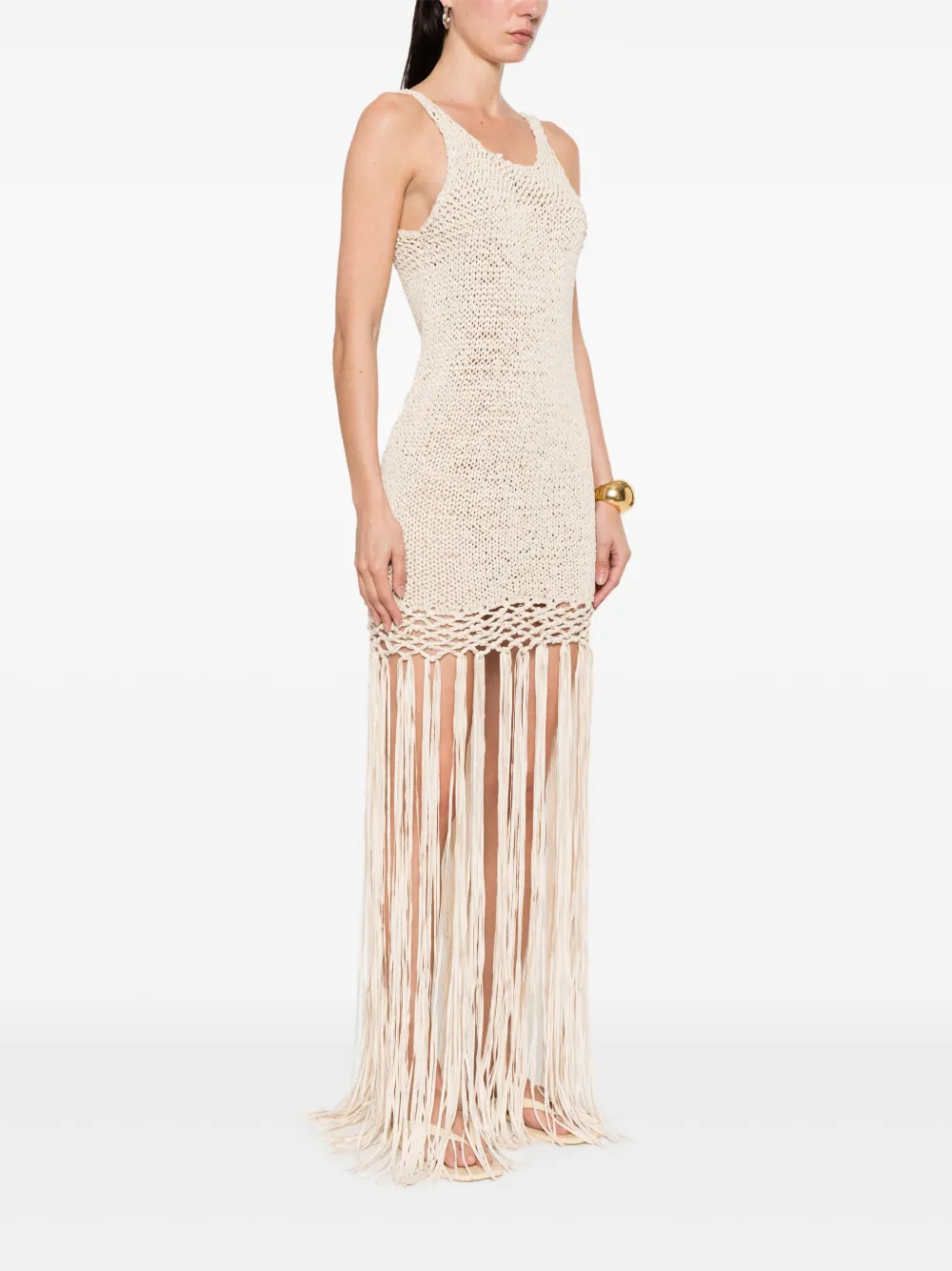 Philosophy Di Lorenzo Serafini Maxi-jurk met franje Beige