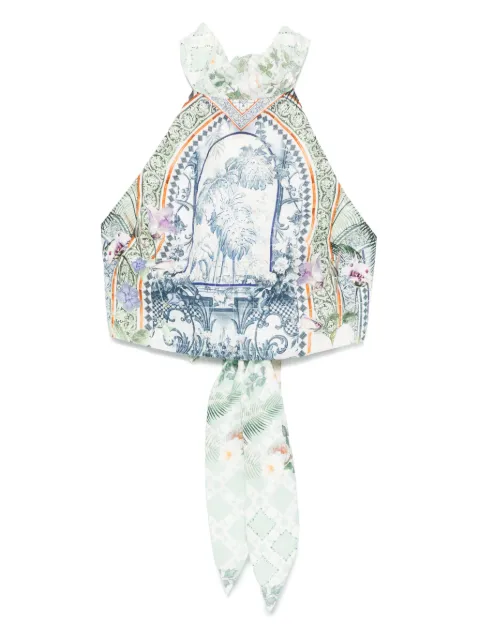 Camilla halterneck tied-back top