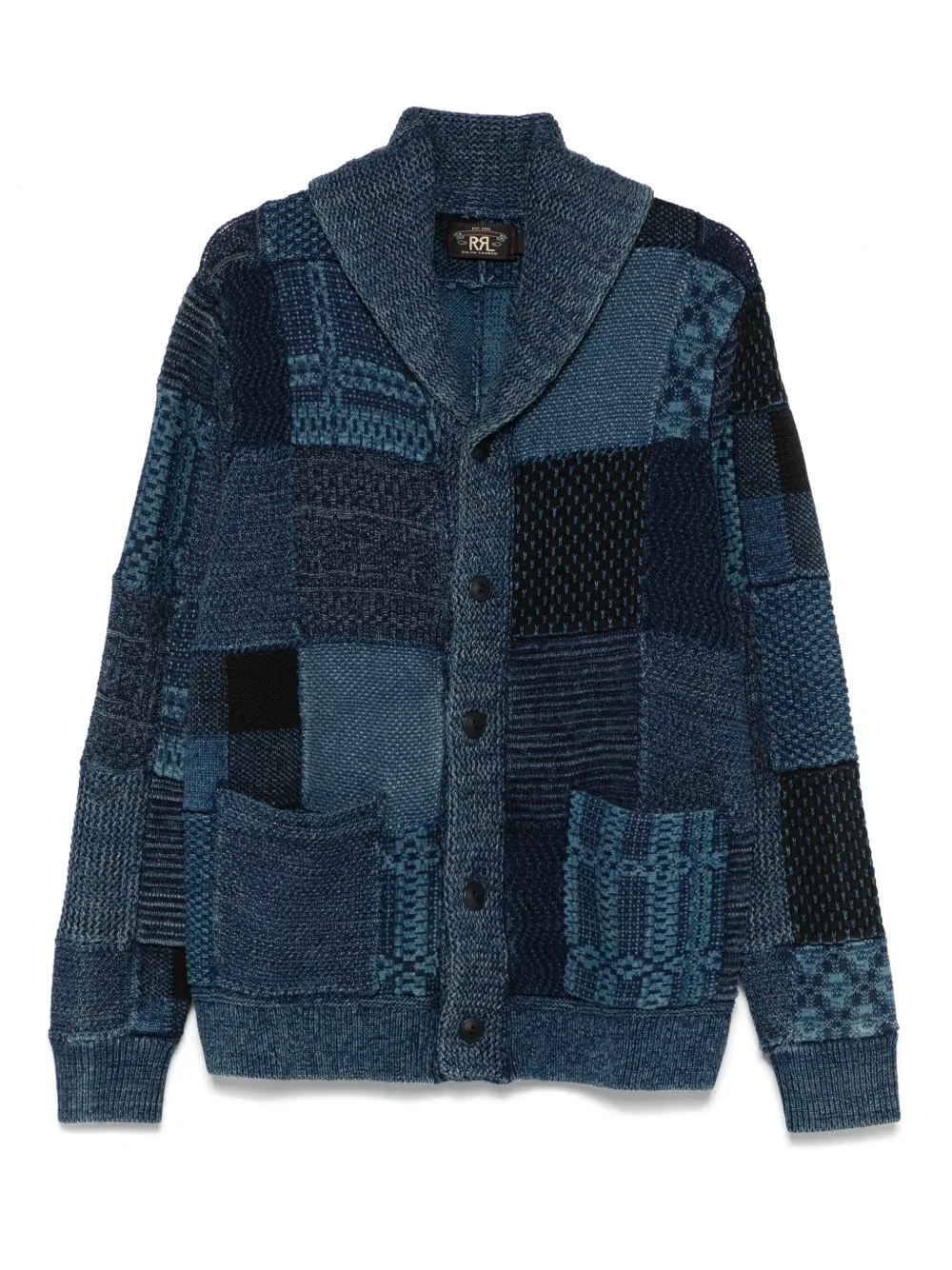 Ralph Lauren RRL パッチワーク カーディガン - ブルー Ralph Lauren RRL パッチワーク カーディガン - ブルー