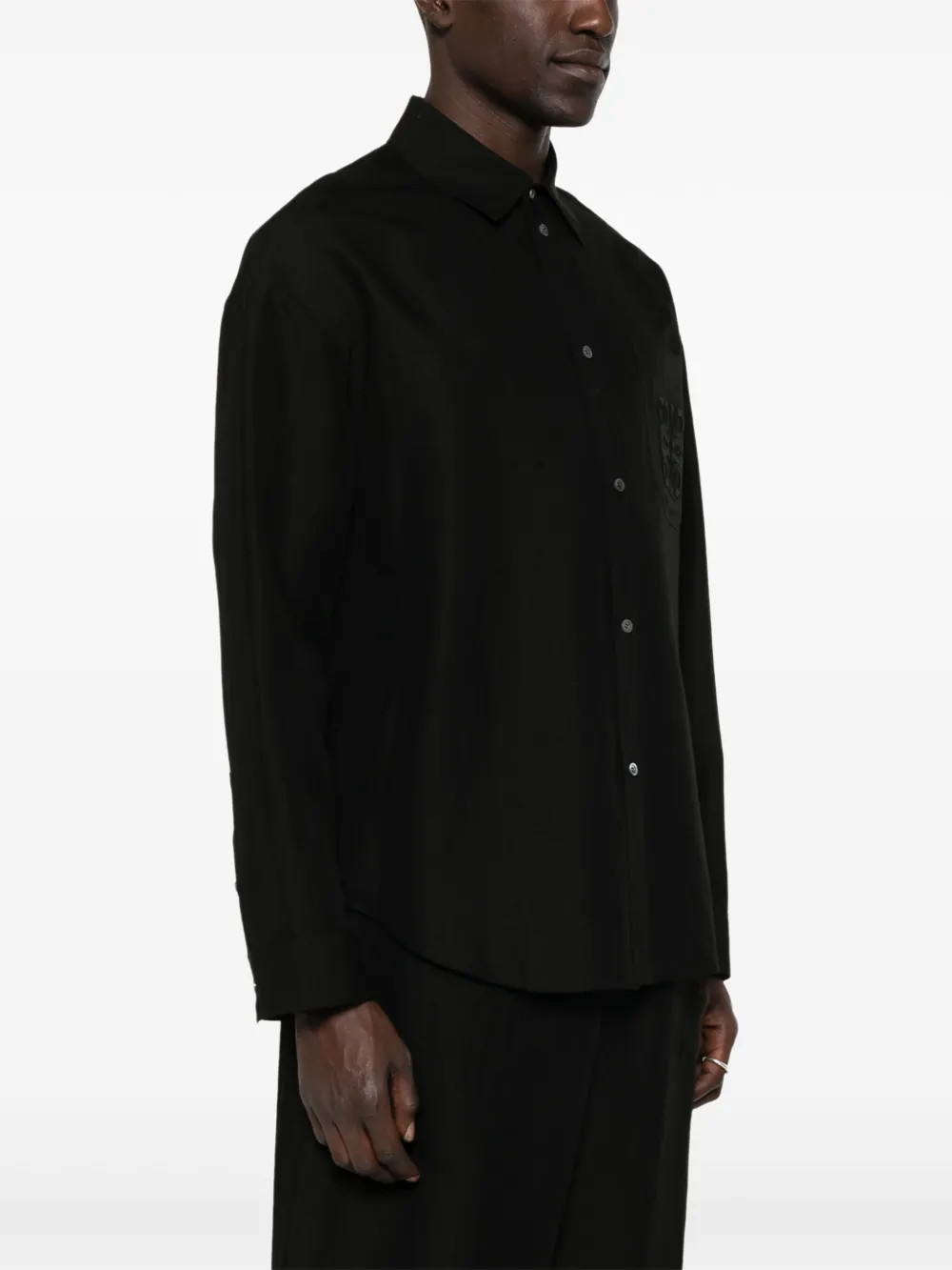 LOEWE Overhemd met Anagram-patch Zwart