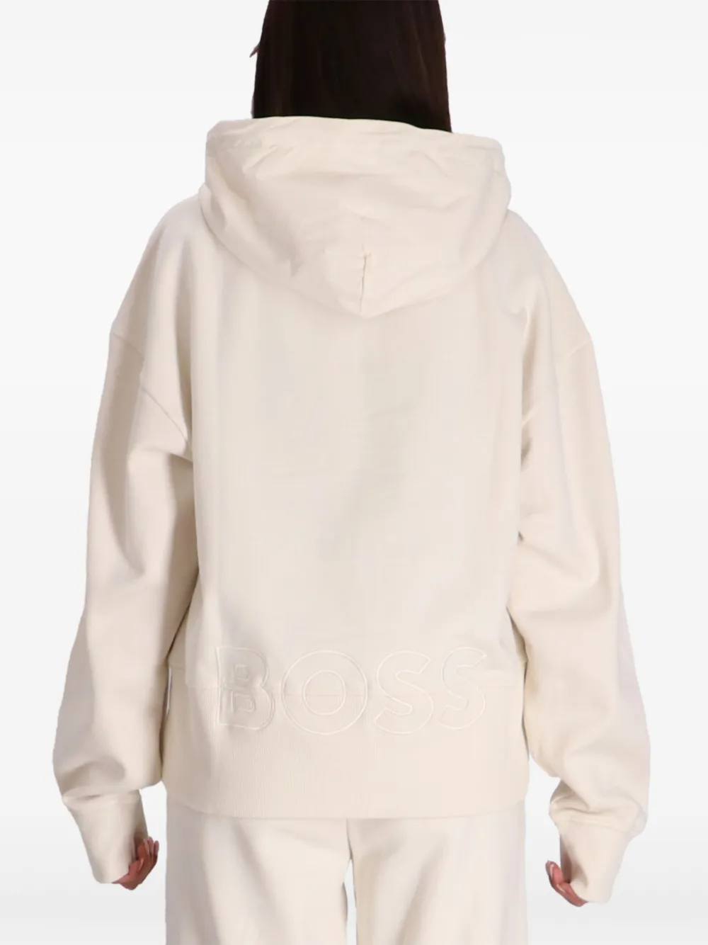 Shop Hugo Boss Cotton Hoodie In White