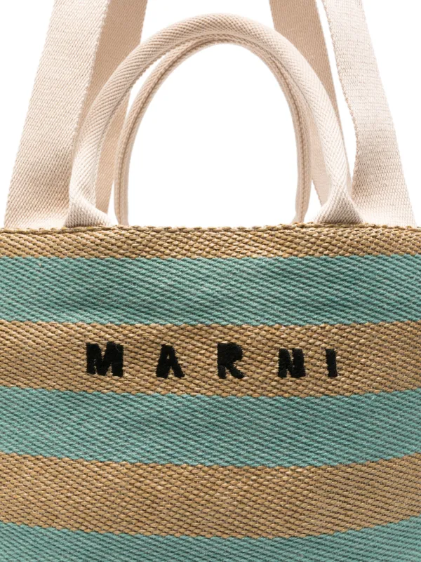 【MARNI】LARGE TOTE BAG Green raffia-effect Large Tote Bag | Marni