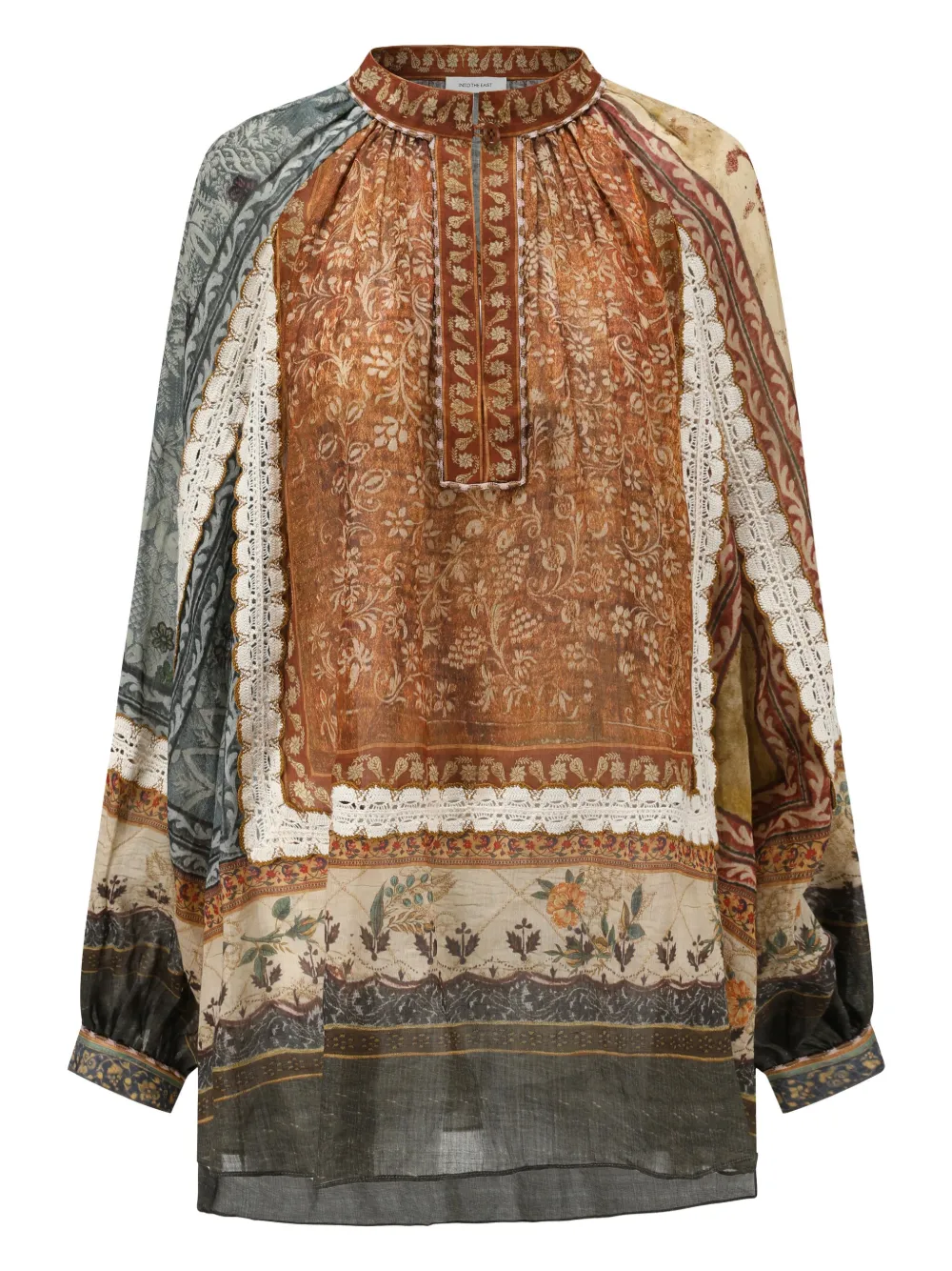 INTO THE EAST Top con design patchwork - Marrone