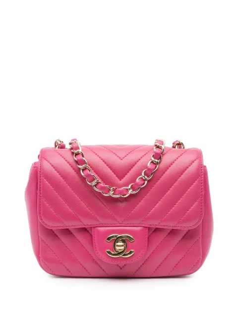 CHANEL Pre-Owned 2017-2018 Mini Square Classic Chevron Lambskin Single Flap crossbody bag
