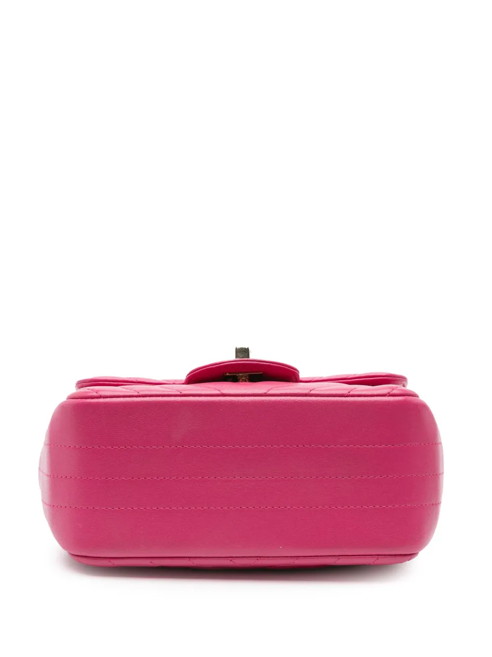  Chanel Pre-owned Borsa A Tracolla Square Classic Mini In Pelle Di Agnello Con Battente E Motivo Chevron 2017-2018 - Rosa 