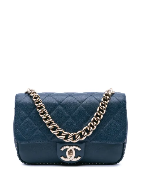 CHANEL Pre-Owned 2017-2018 Small Quilted Caviar Studded Chain Handle Flap satchel