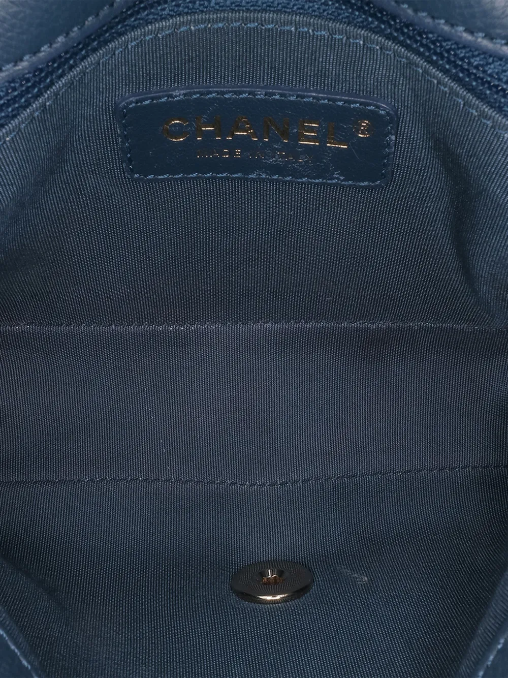 Pre-owned Chanel 2017-2018 Small Quilted Caviar Studded Chain Handle Flap Satchel In Blue