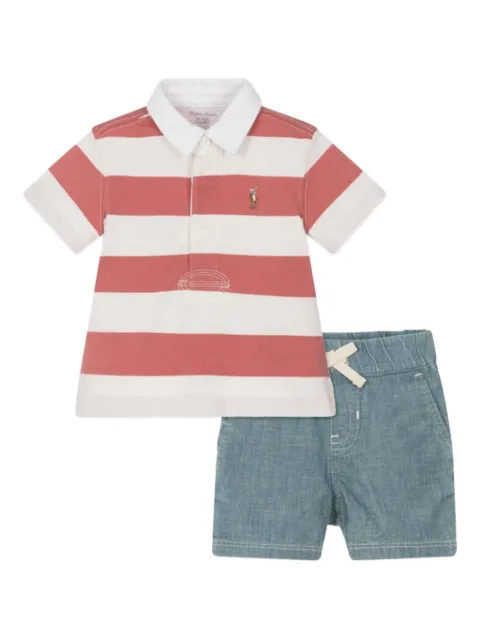 POLO RALPH LAUREN KIDS striped chambray short and polo shirt set