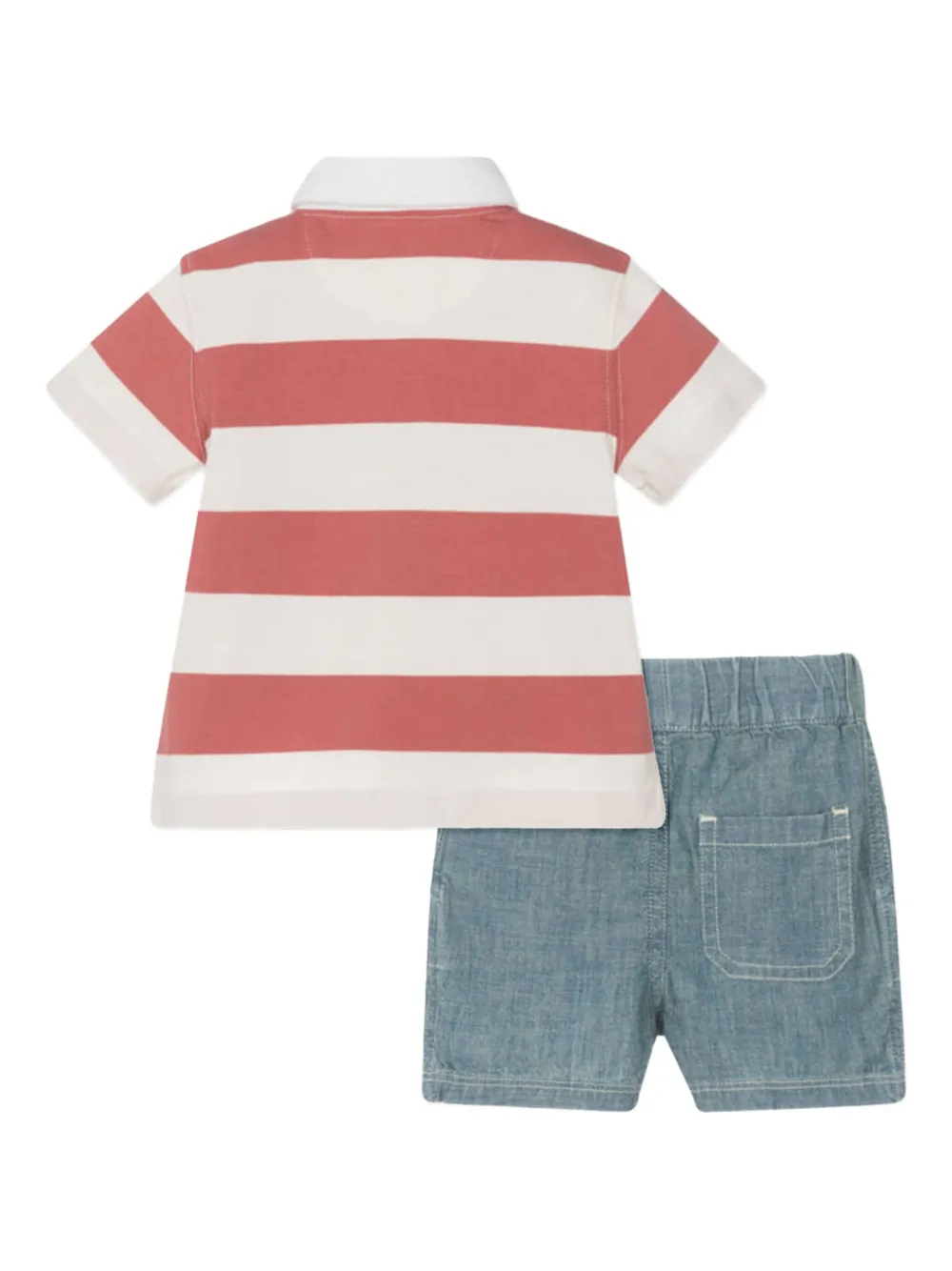 POLO RALPH LAUREN KIDS Gestreept chambray poloshirt en shorts Blauw
