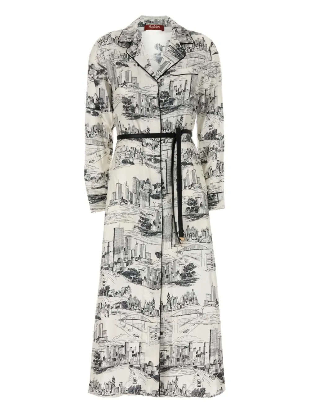 Max Mara Langes Pappa Hemdkleid mit Print | Weiß | Image 1