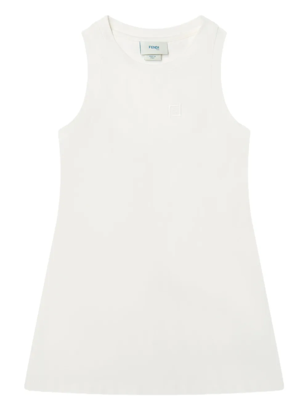 Fendi Kids Mouwloze jurk met logo Wit