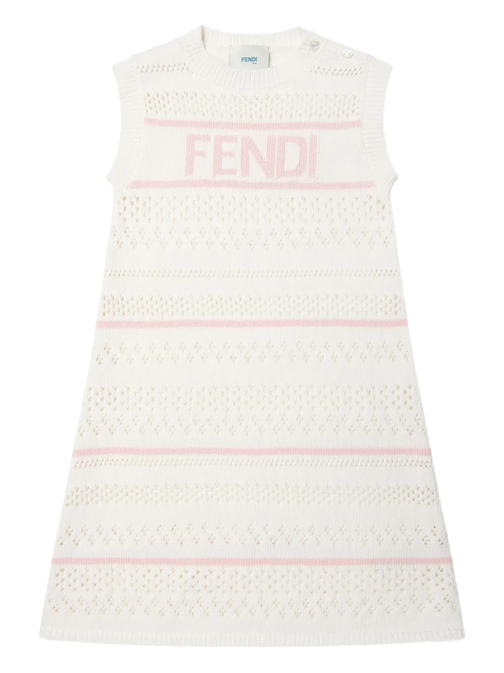 Fendi Kids Mouwloze jurk met logo Wit