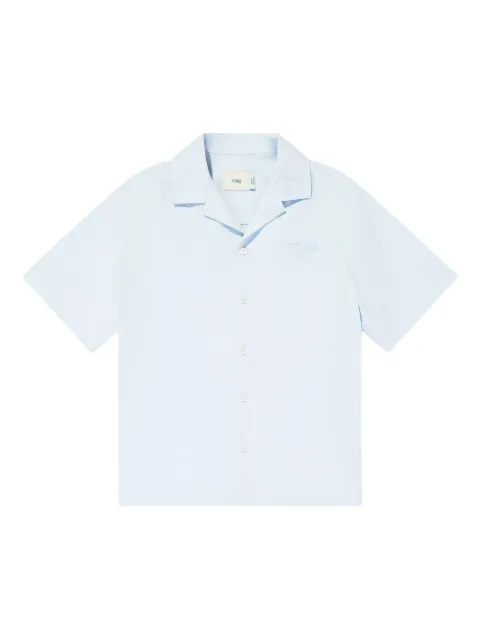 Fendi Kids Polo in cotone con ricamo logo