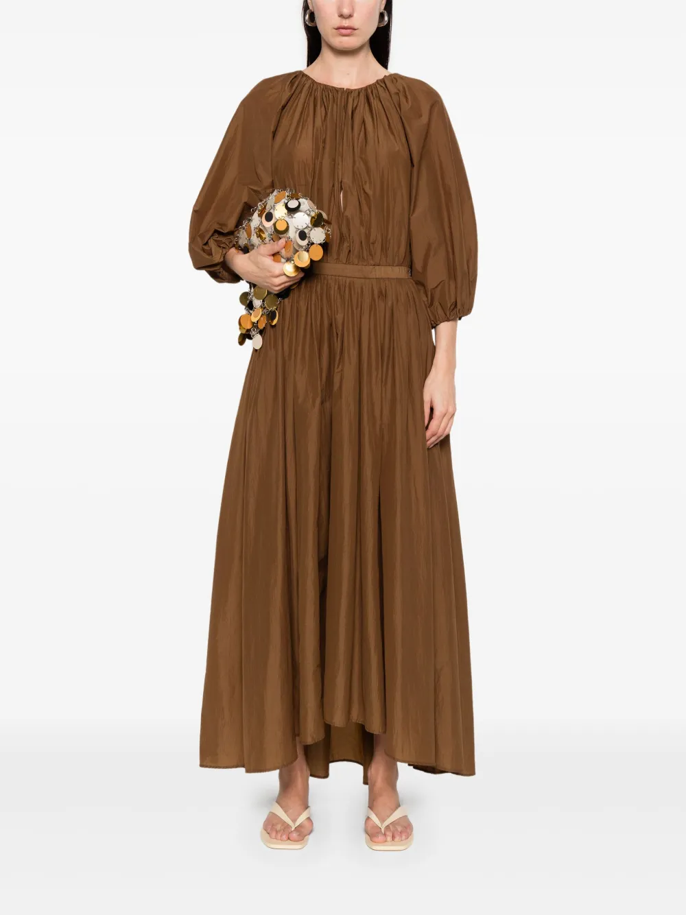 Philosophy Di Lorenzo Serafini Maxi-jurk met pofmouwen - Bruin