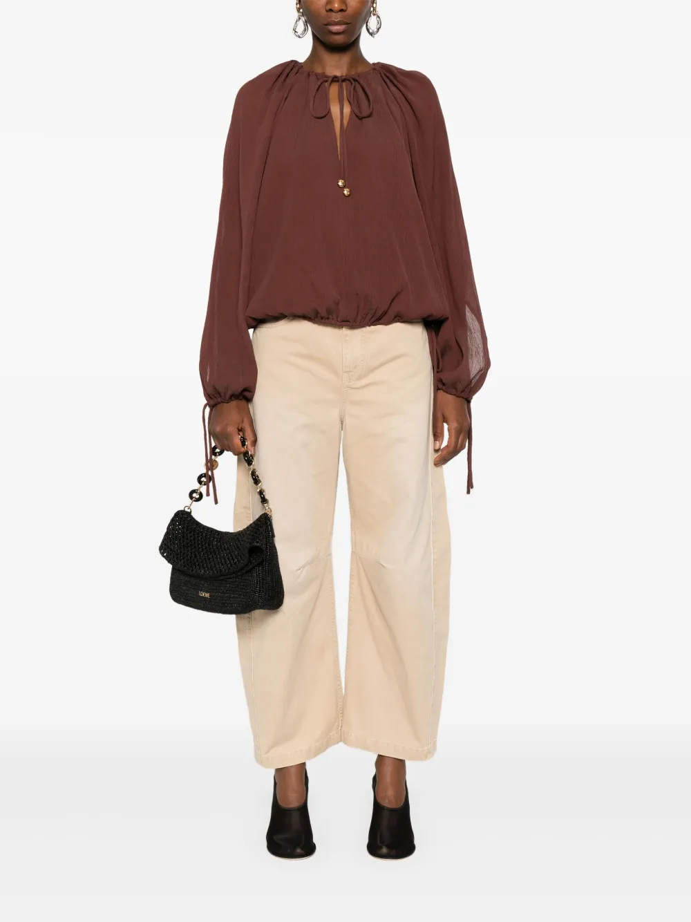 LOEWE Seersucker shirt - Bruin