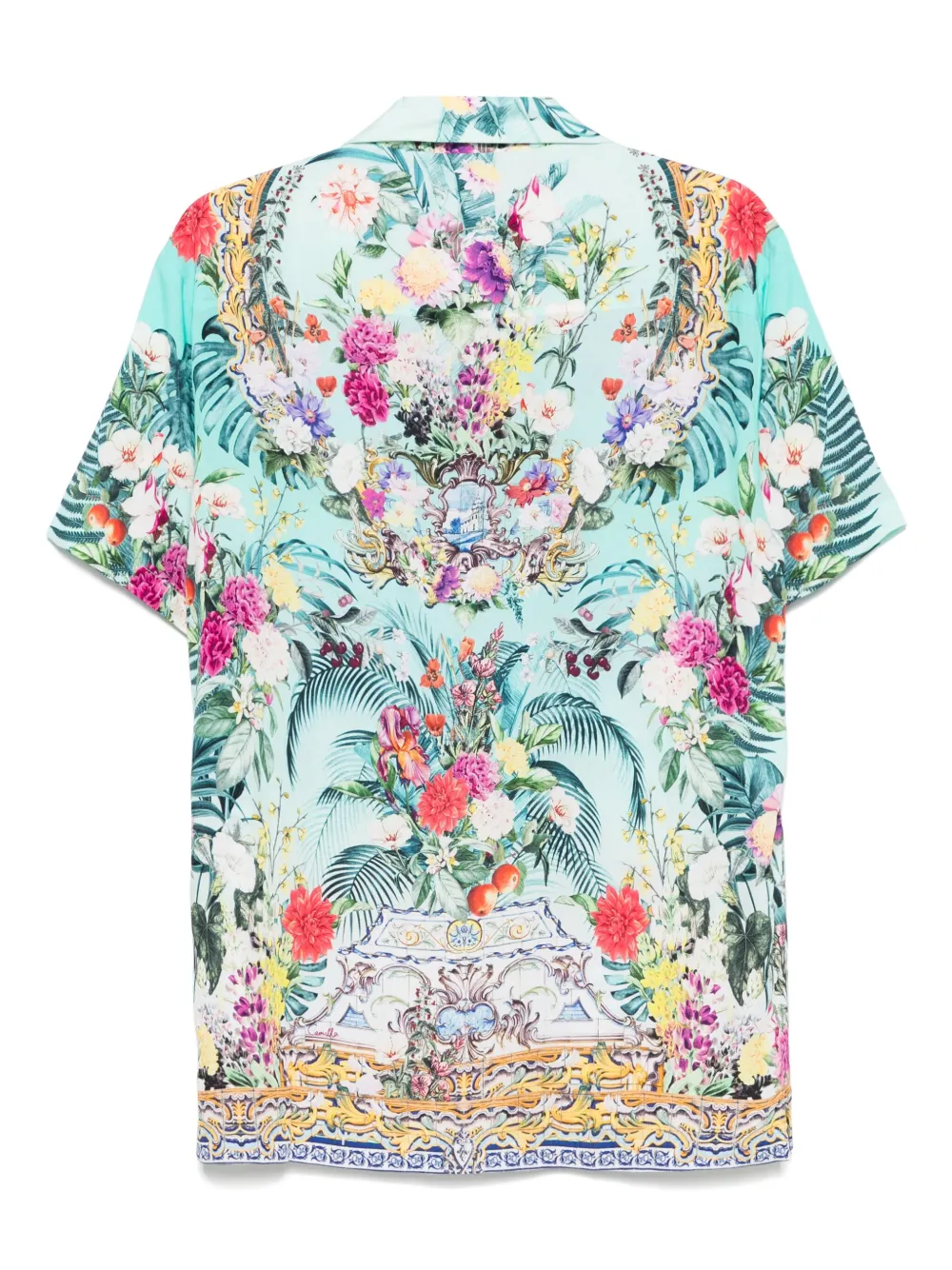 Camilla Overhemd met bloemenprint - Blauw