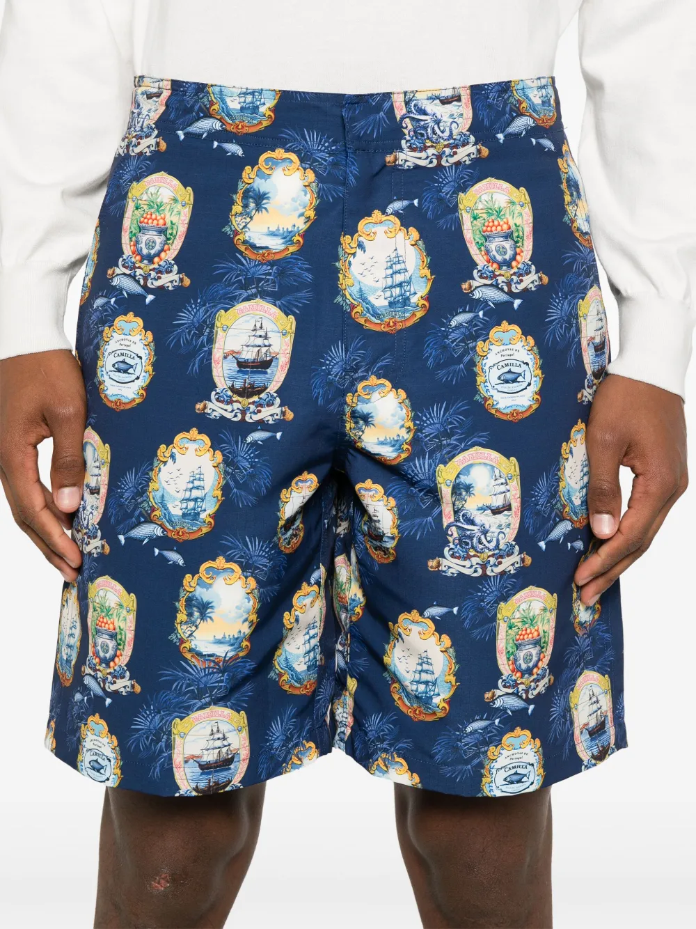 Camilla Shorts met grafische print Blauw