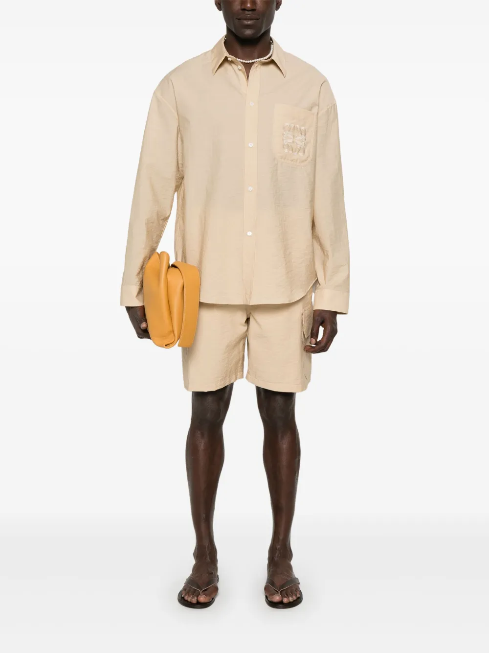 LOEWE Overhemd met Anagram-borduurwerk - Beige
