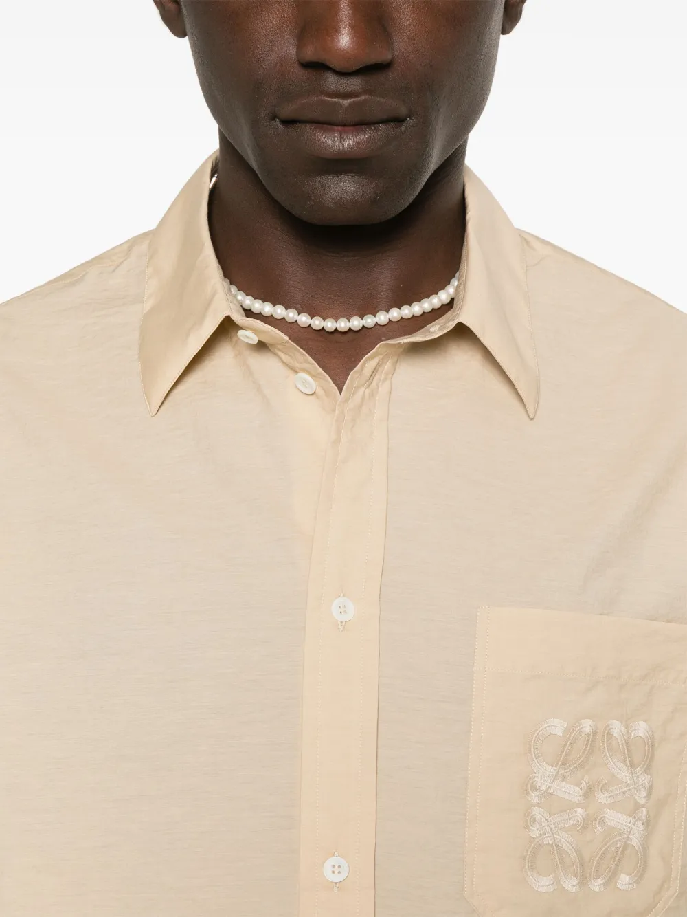 LOEWE Overhemd met Anagram-borduurwerk Beige