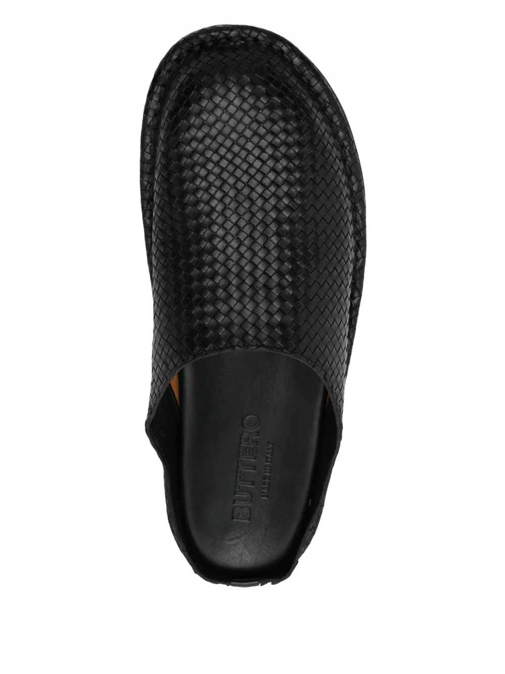Buttero woven-leather slippers Black