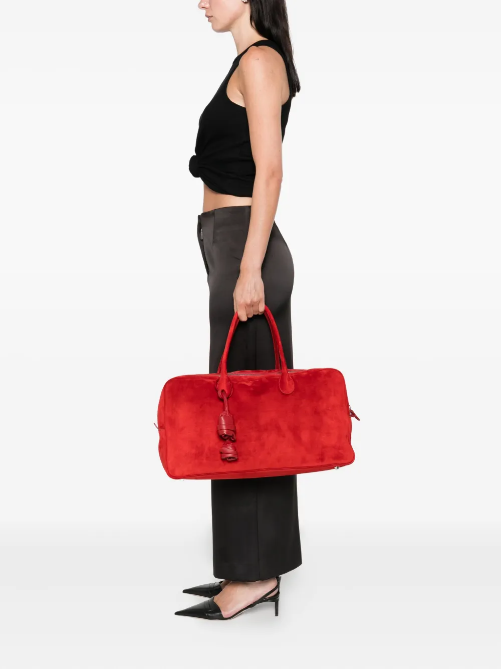 Magda Butrym Brigitte grote suède shopper Rood