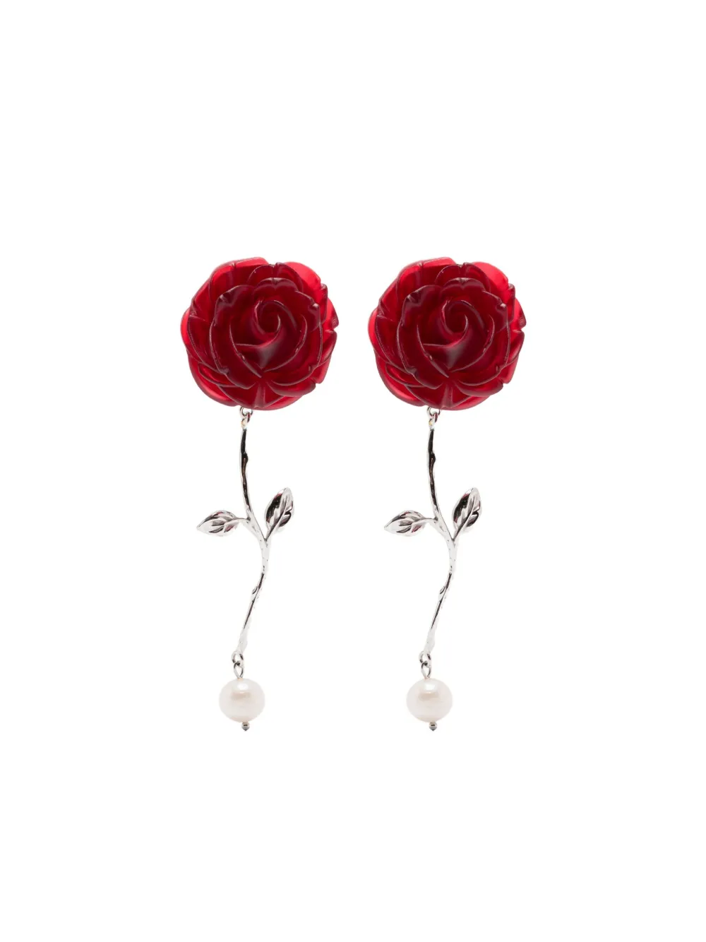 rose-appliqué earrings