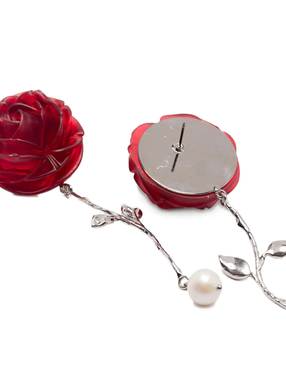  Magda Butrym Rose-appliqué Earrings - Silver 