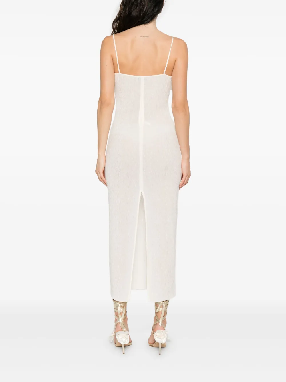Magda Butrym Jurk met bloemenpatch Beige
