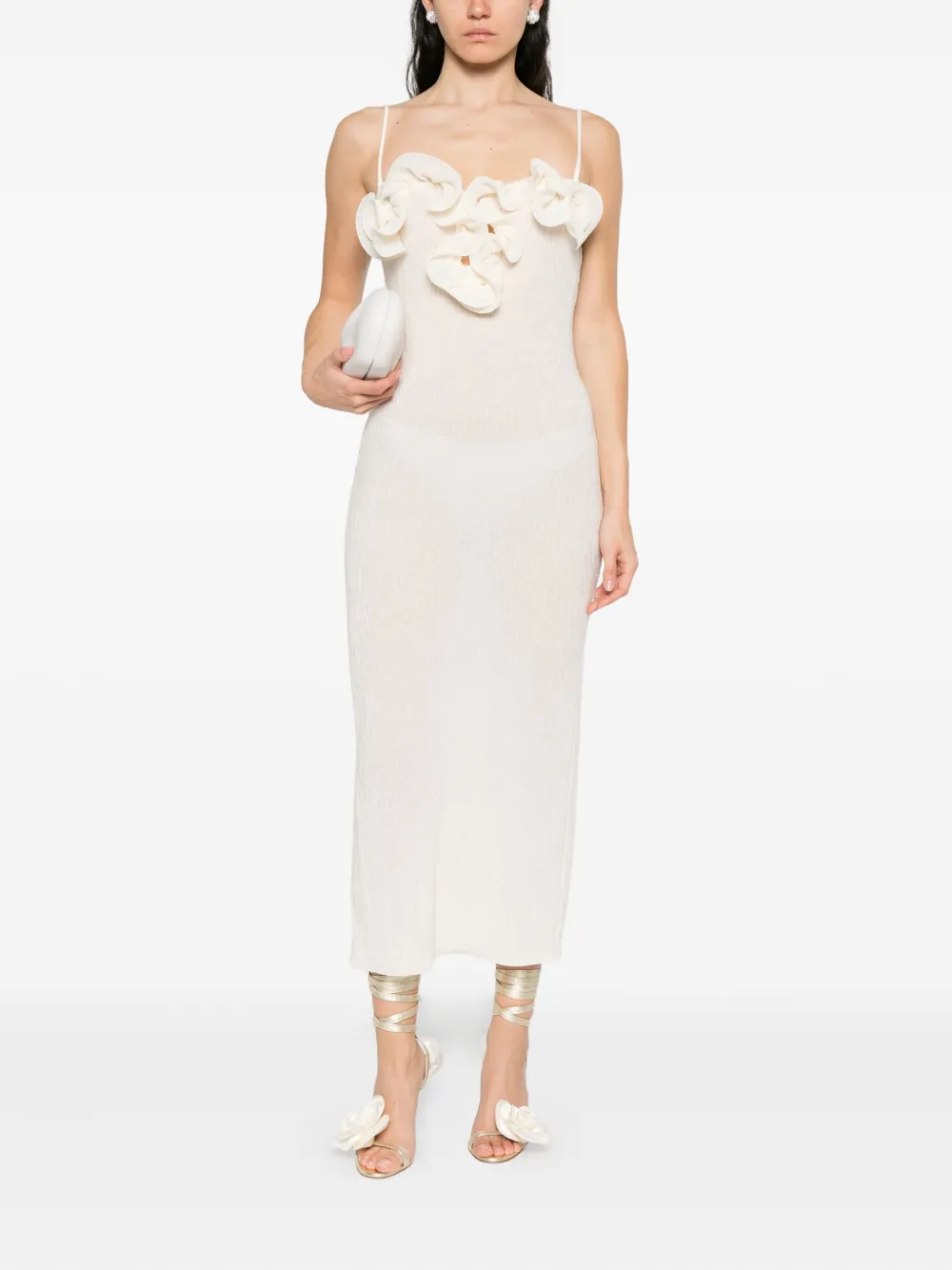 Magda Butrym Jurk met bloemenpatch Beige