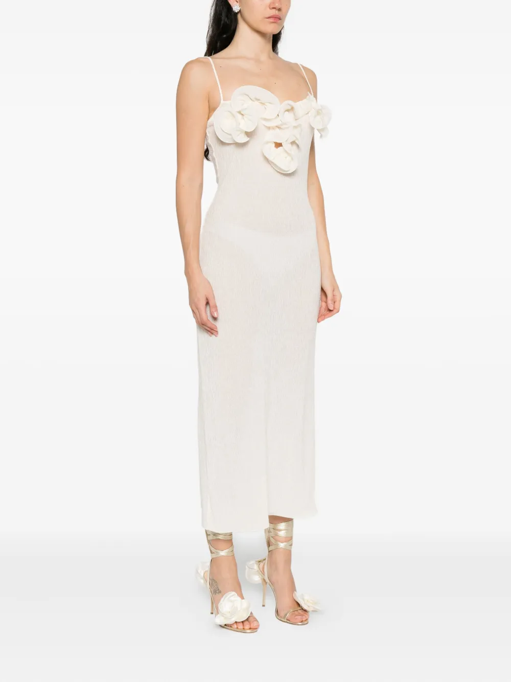 Magda Butrym Jurk met bloemenpatch Beige