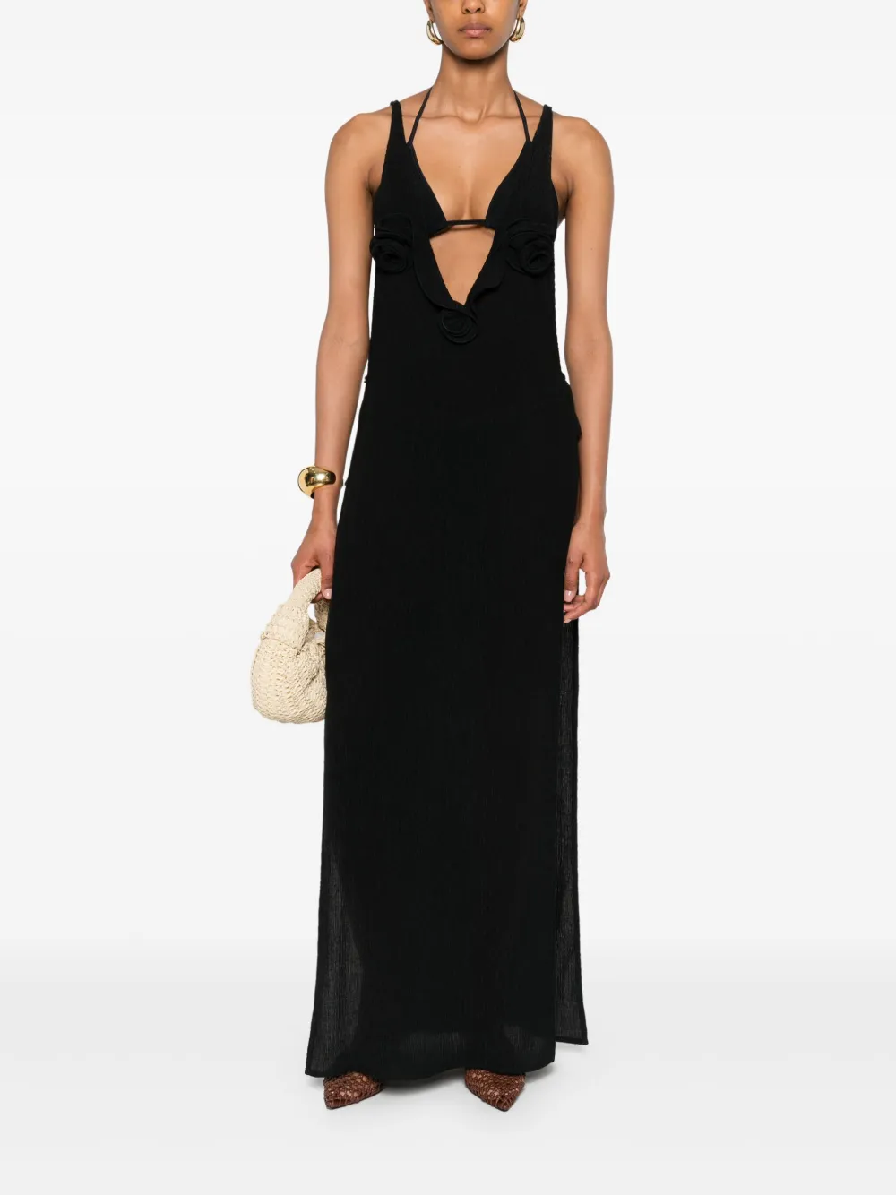 Magda Butrym V-neck maxi dress Zwart