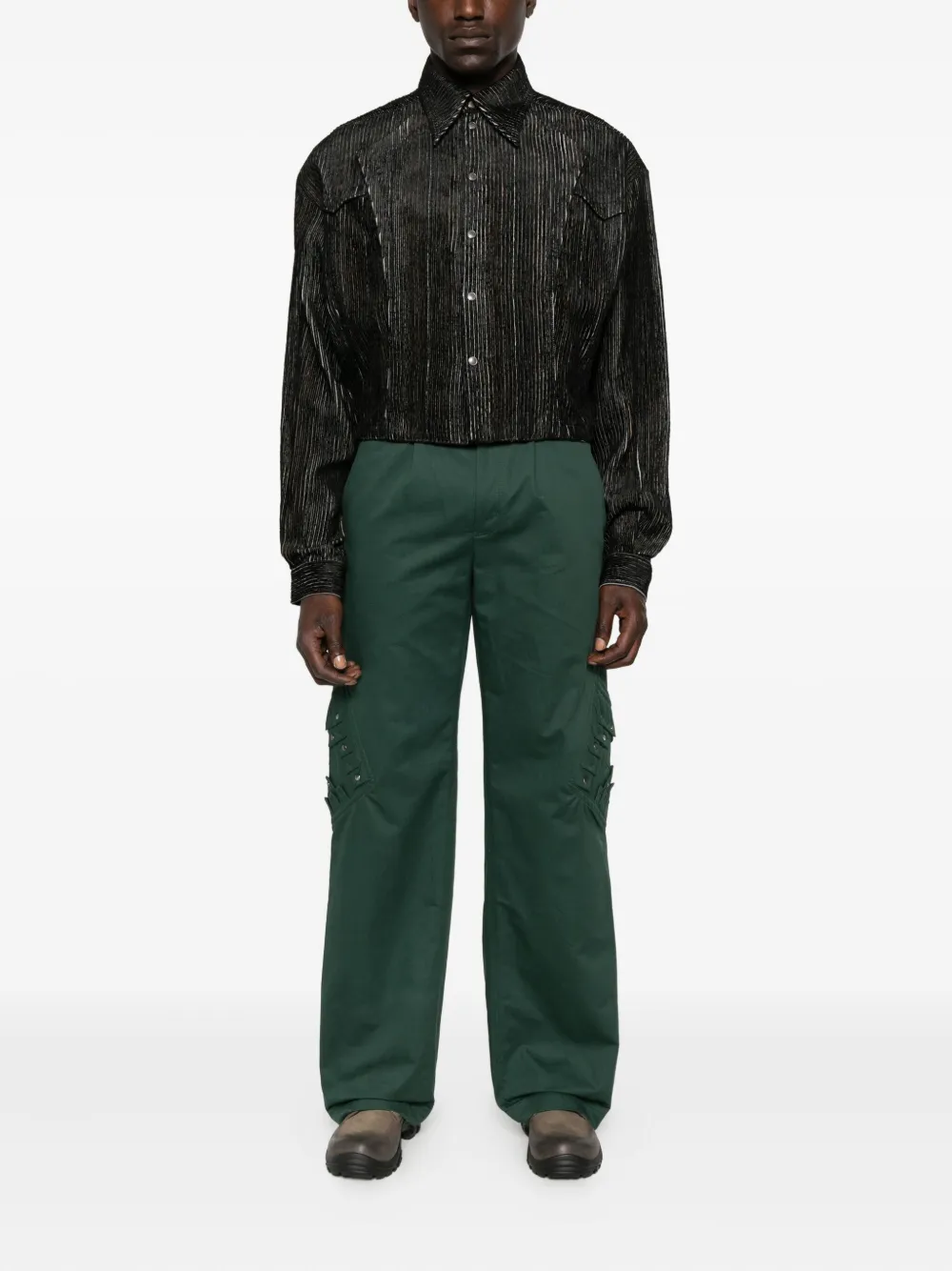 Kiko Kostadinov Kraner striped shirt - Zwart