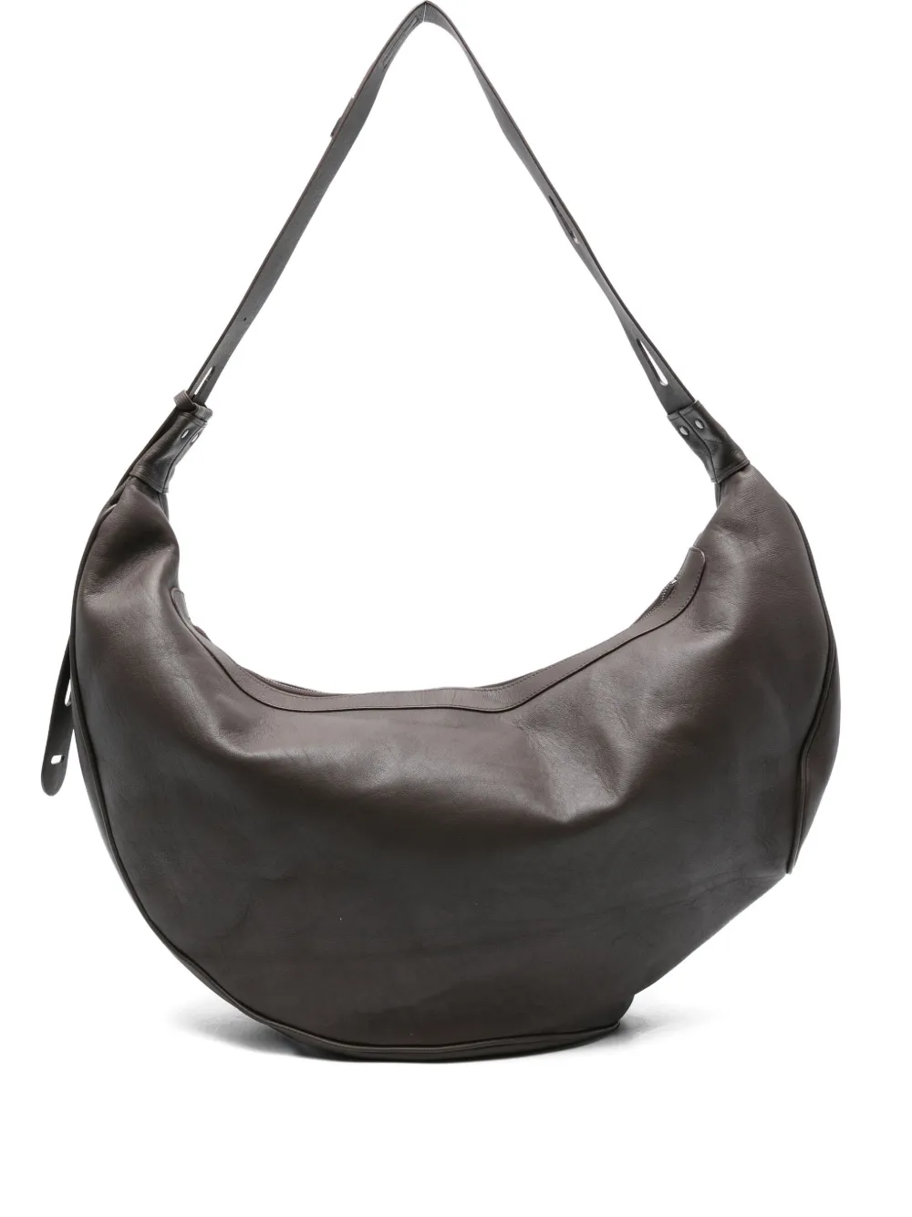 Kiko Kostadinov Moravia Leather Curved Shoulder Bag In Brown