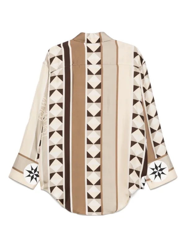 LOEWE アブストラクトパターン シャツ 40 LOEWE アブストラクトパターン シルクシャツ | ニュートラル | FARFETCH JP