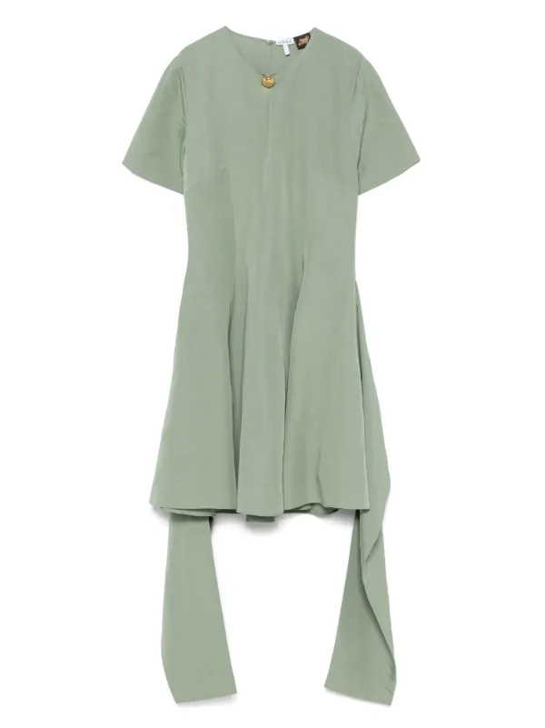 Loewe Logo-plaque Mini Dress in Green