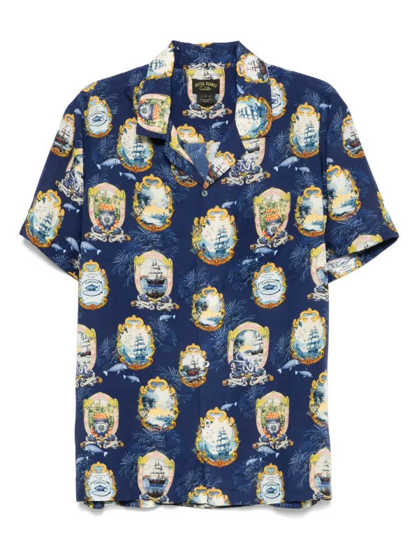 Camilla Camp-collar Shirt in Blue